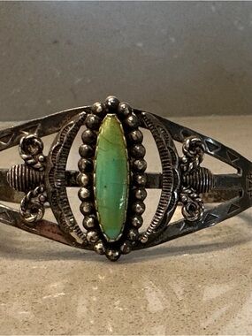 Vintage Maisel’s Sterling Silver Turquoise Cuff - Fred Harvey Era Thunderbird